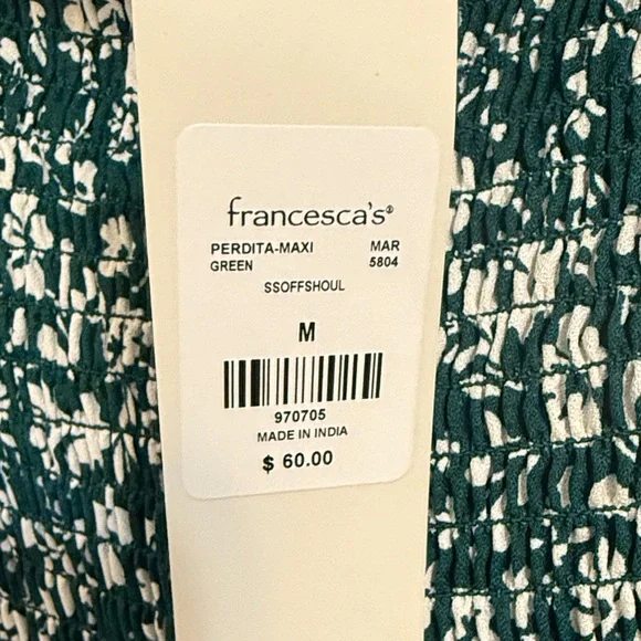 Francesca's Collections Green and White Floral Maxi Dress - Picture 4 of 5